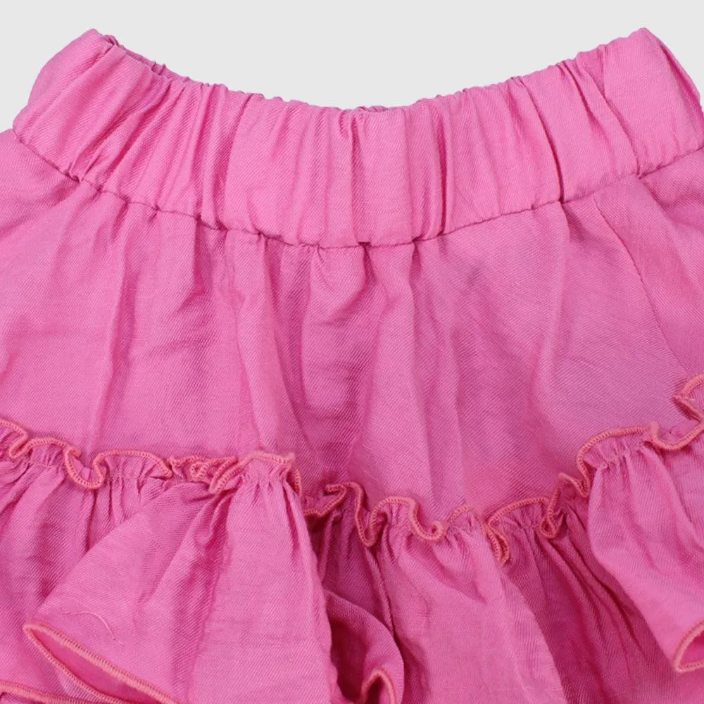 Pink Ruffled Mini Skirt