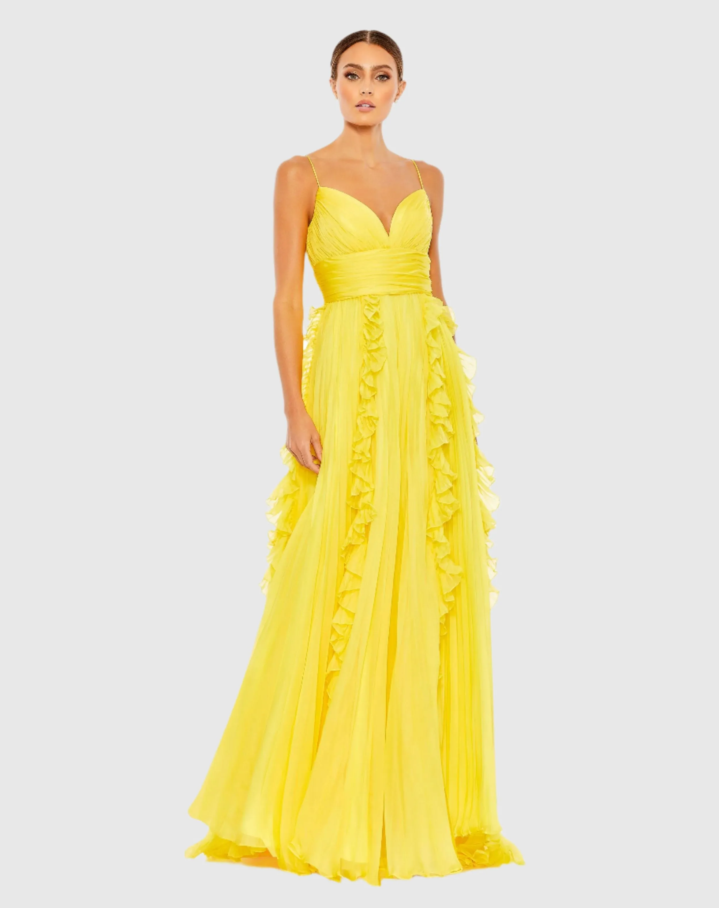 Pleated Sleeveless Flowy Gown