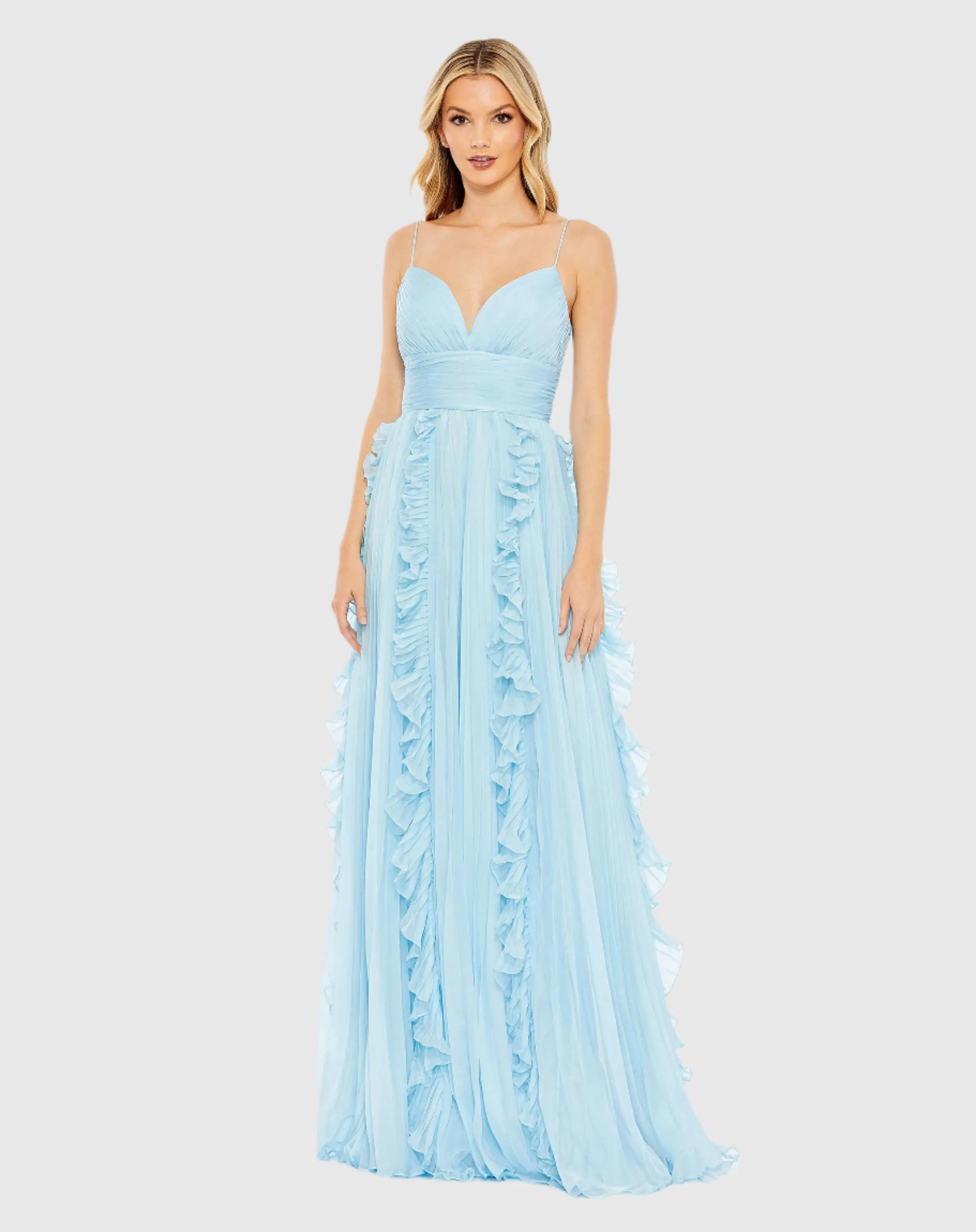 Pleated Sleeveless Flowy Gown