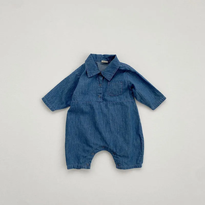 Premium Baby's Denim Long-Sleeve Rompers