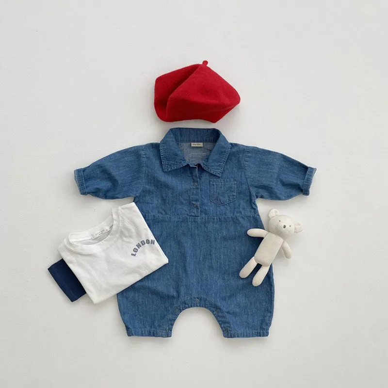 Premium Baby's Denim Long-Sleeve Rompers