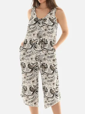 Printed Capri Wide Leg Jumpsuit