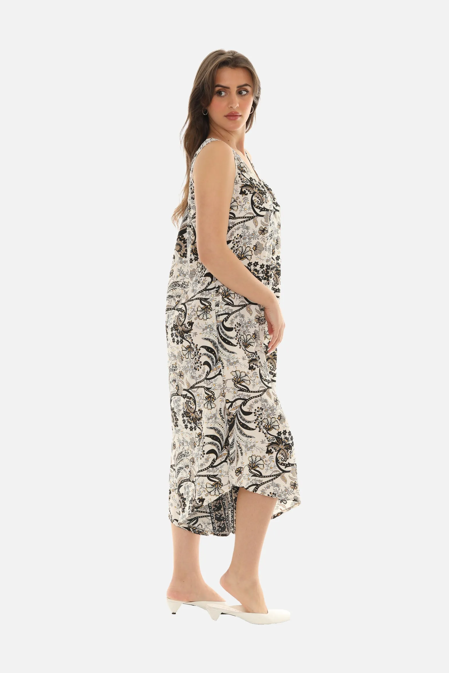 Printed Capri Wide Leg Jumpsuit