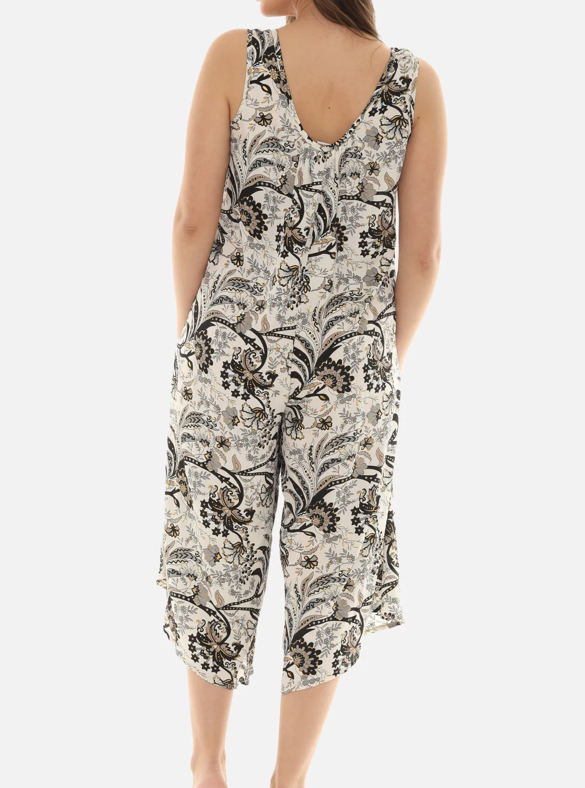 Printed Capri Wide Leg Jumpsuit