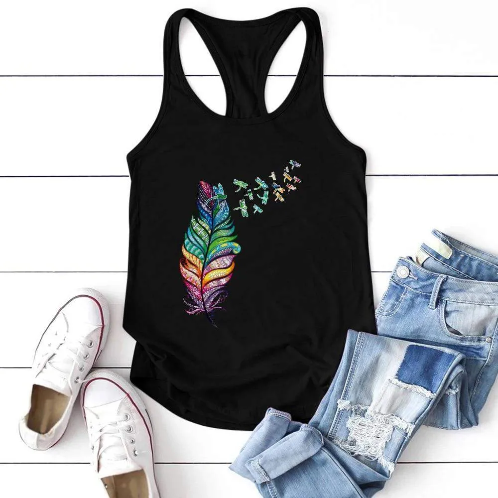 Rainbow Feather Tank Top