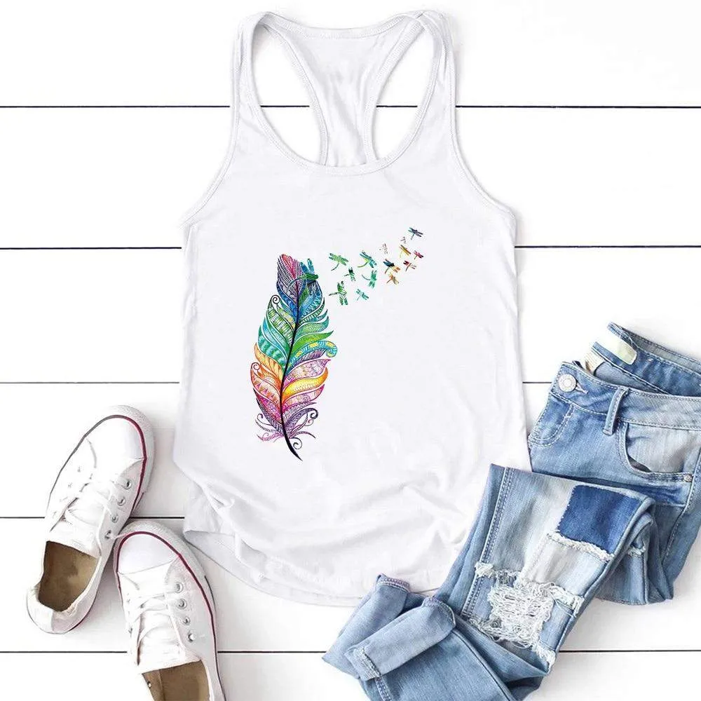 Rainbow Feather Tank Top