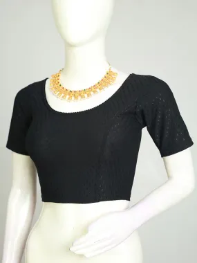 Round Neck Short Sleeve Lycra Blouse Comfy & Chic Stretchable Party Blouse