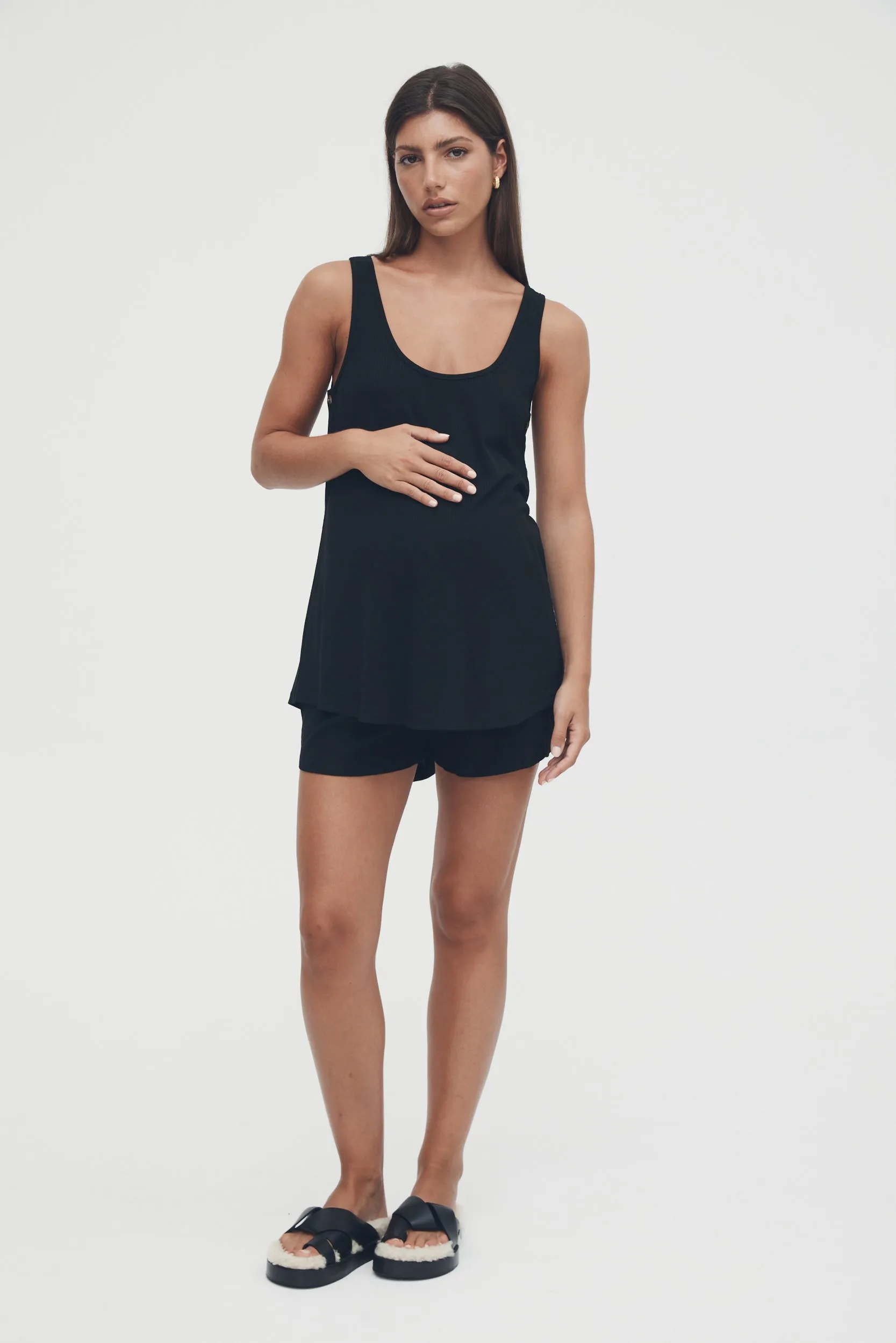 Scoop Neck Rib Tank (Black)