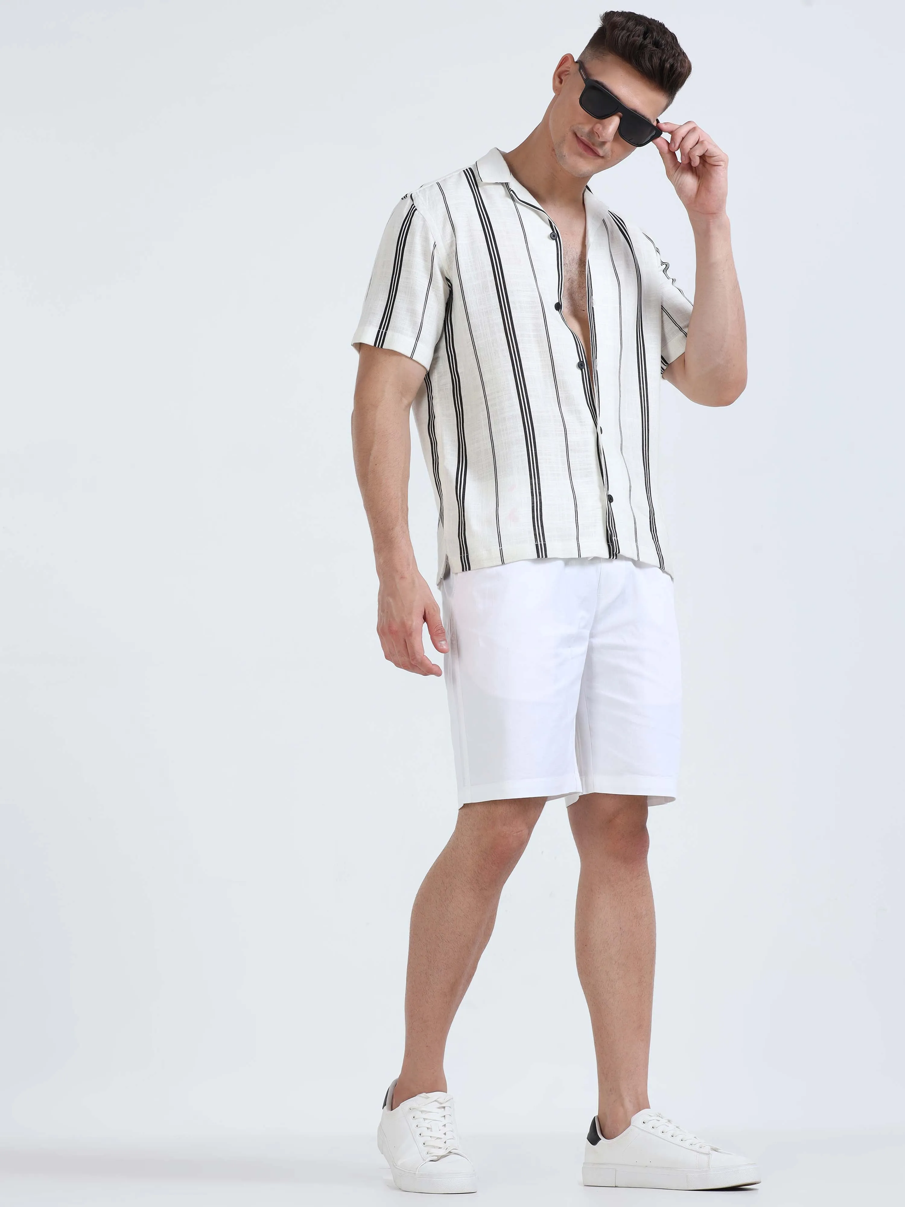 Soft Cotton White Basic Shorts