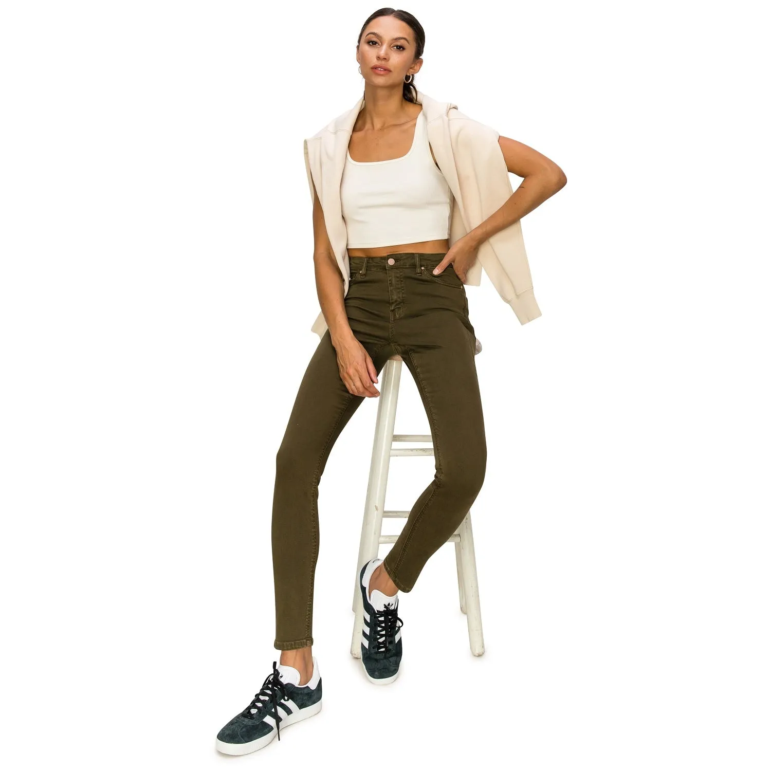 Soft Stretchy High Rise The Everyday Skinny Jeans - Bough Green