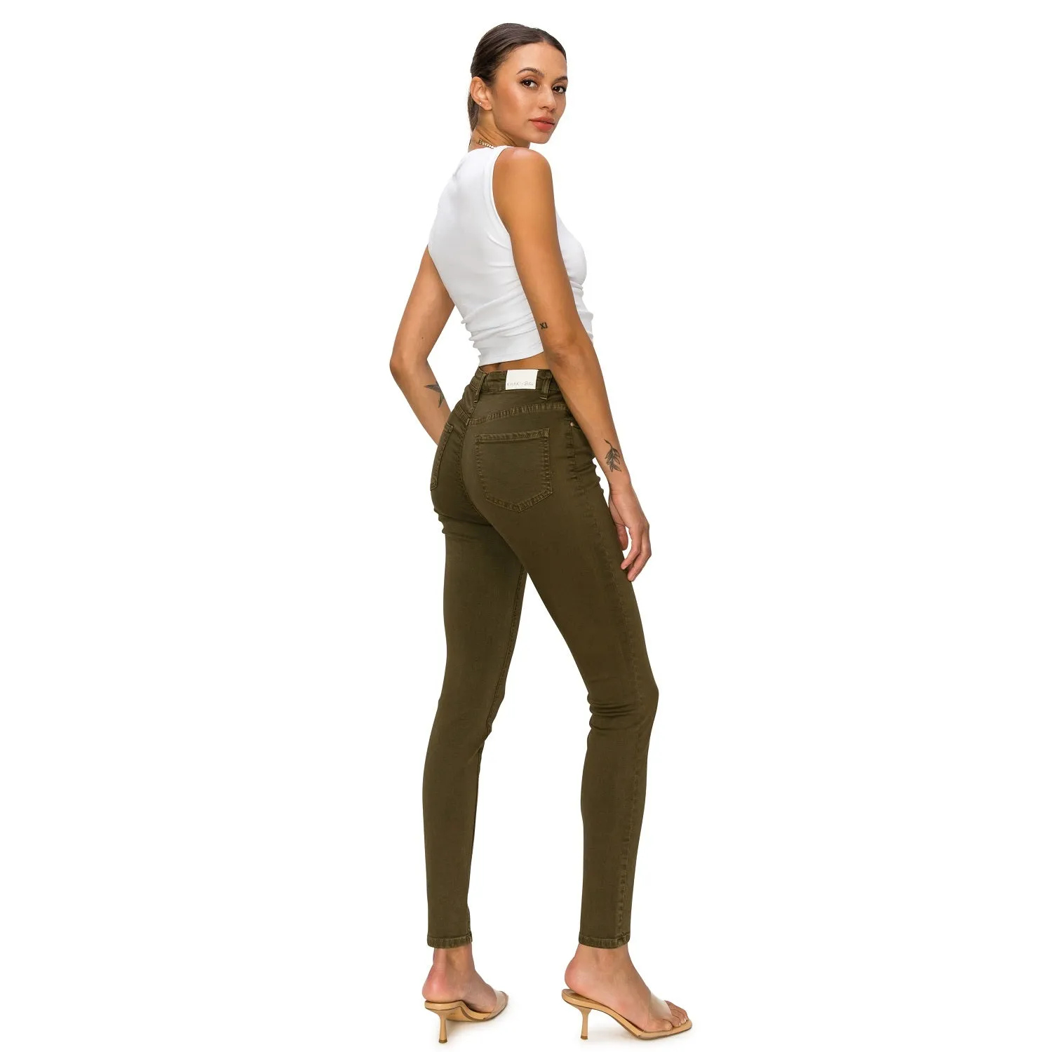 Soft Stretchy High Rise The Everyday Skinny Jeans - Bough Green