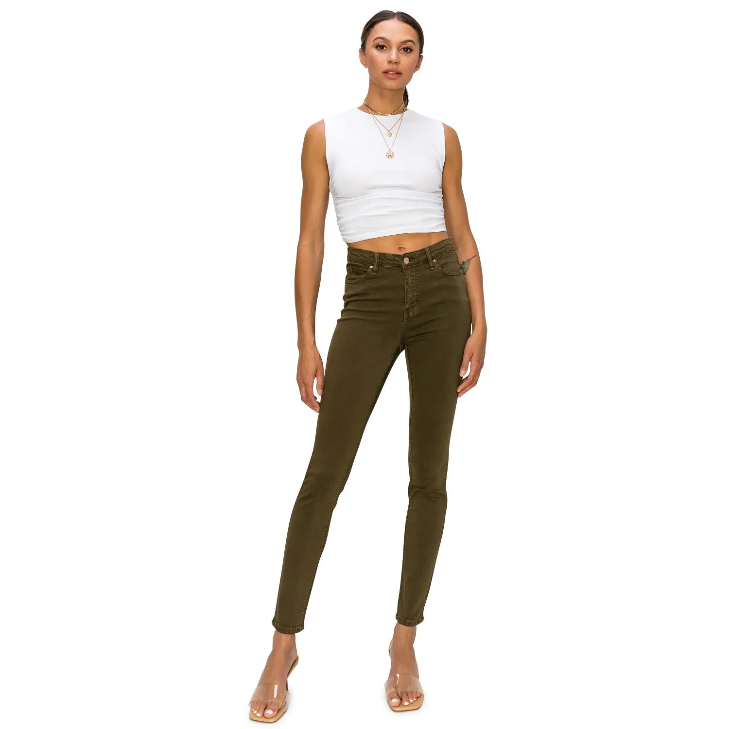 Soft Stretchy High Rise The Everyday Skinny Jeans - Bough Green