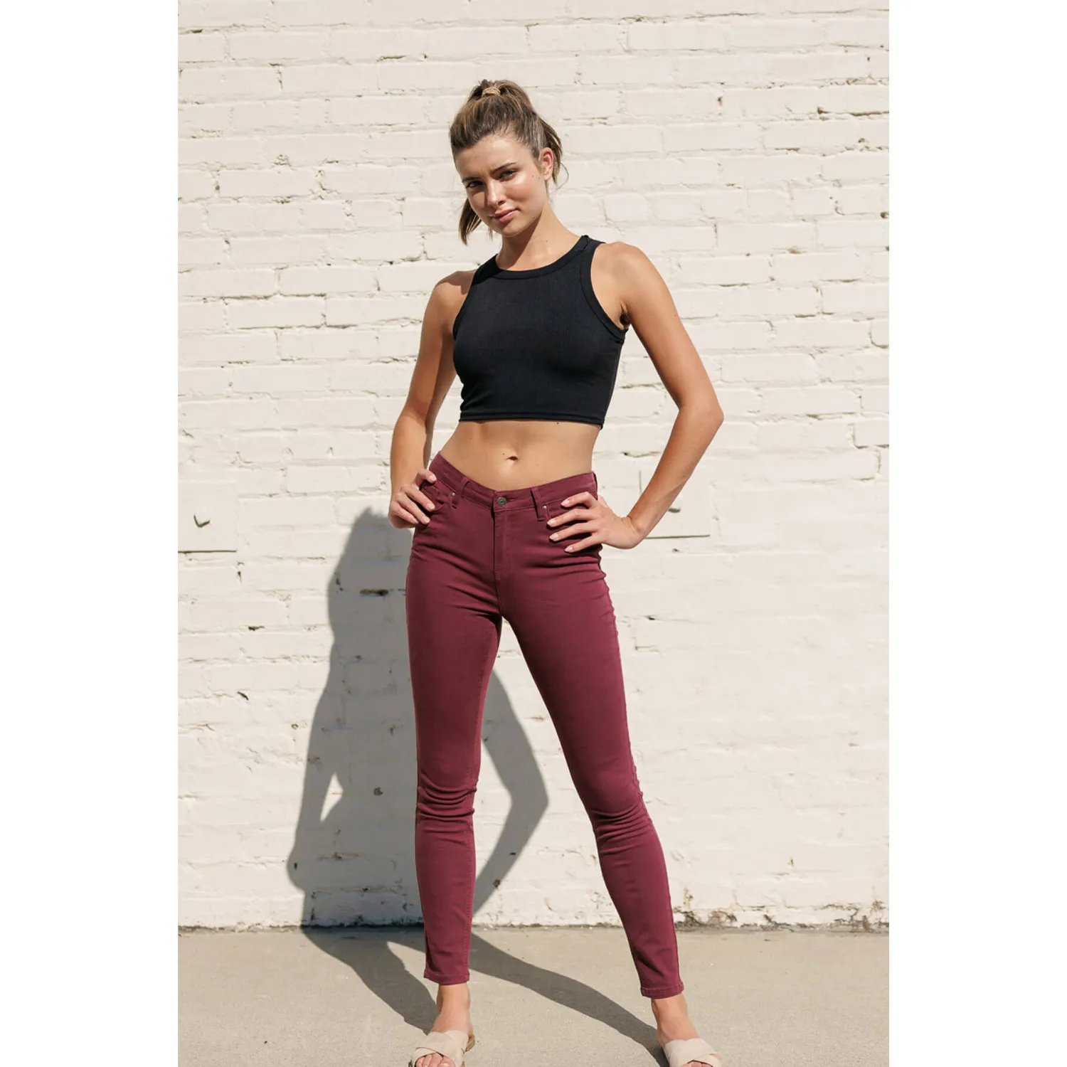 Soft Stretchy High Rise The Everyday Skinny Jeans - Burgundy