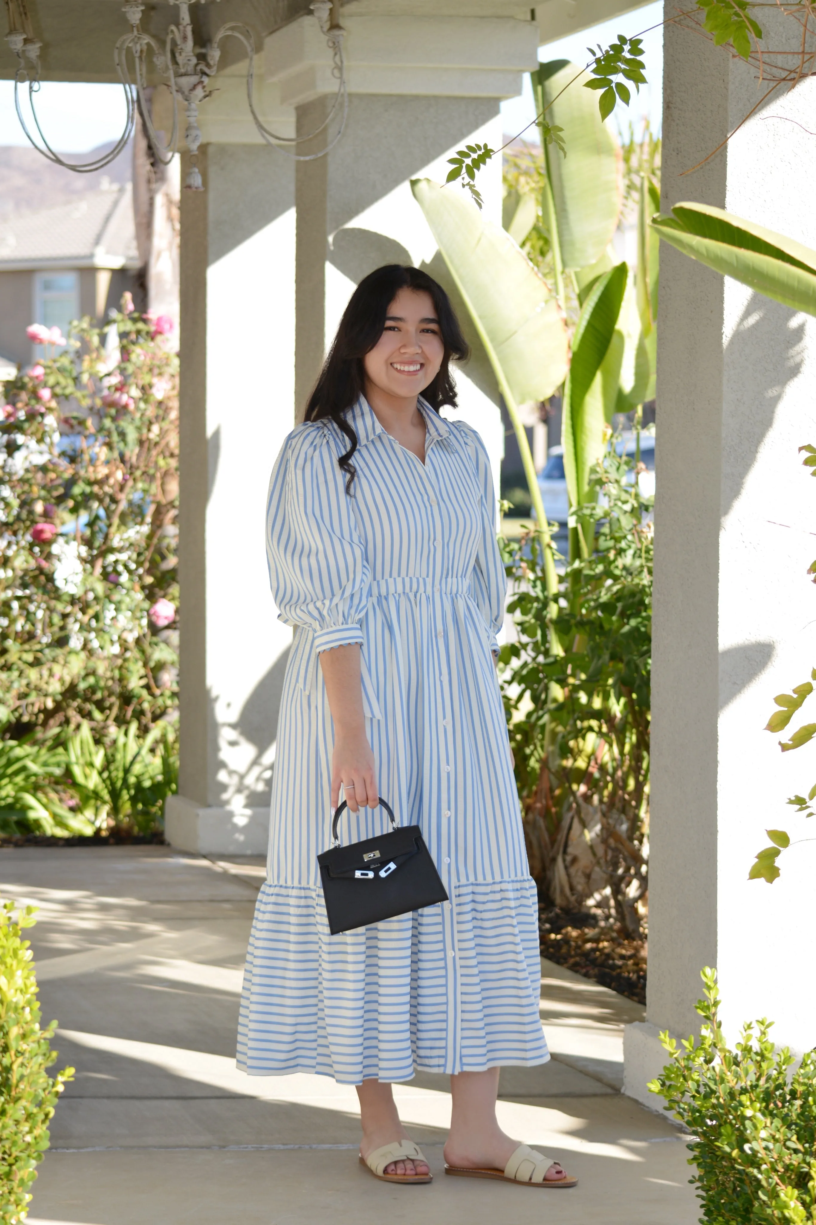 Soleil Light Blue Stripe Dress