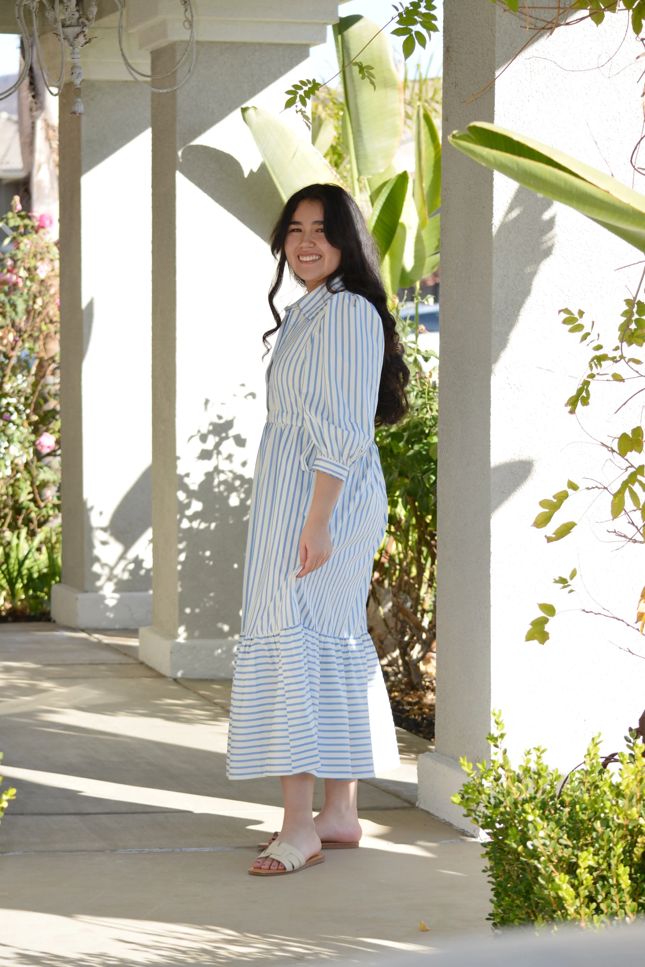 Soleil Light Blue Stripe Dress