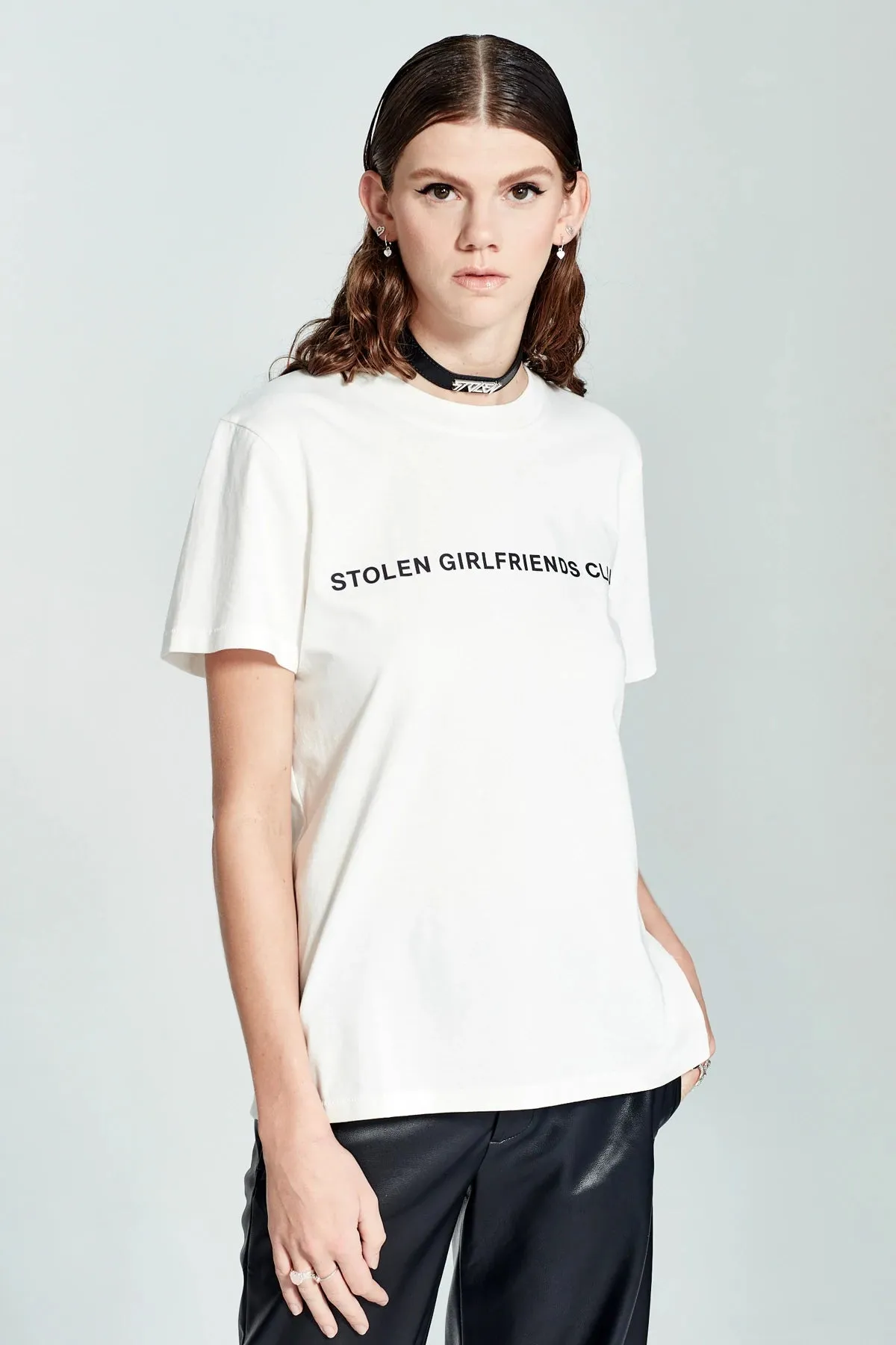 Stolen Girlfriends Club Text Logo Tee White