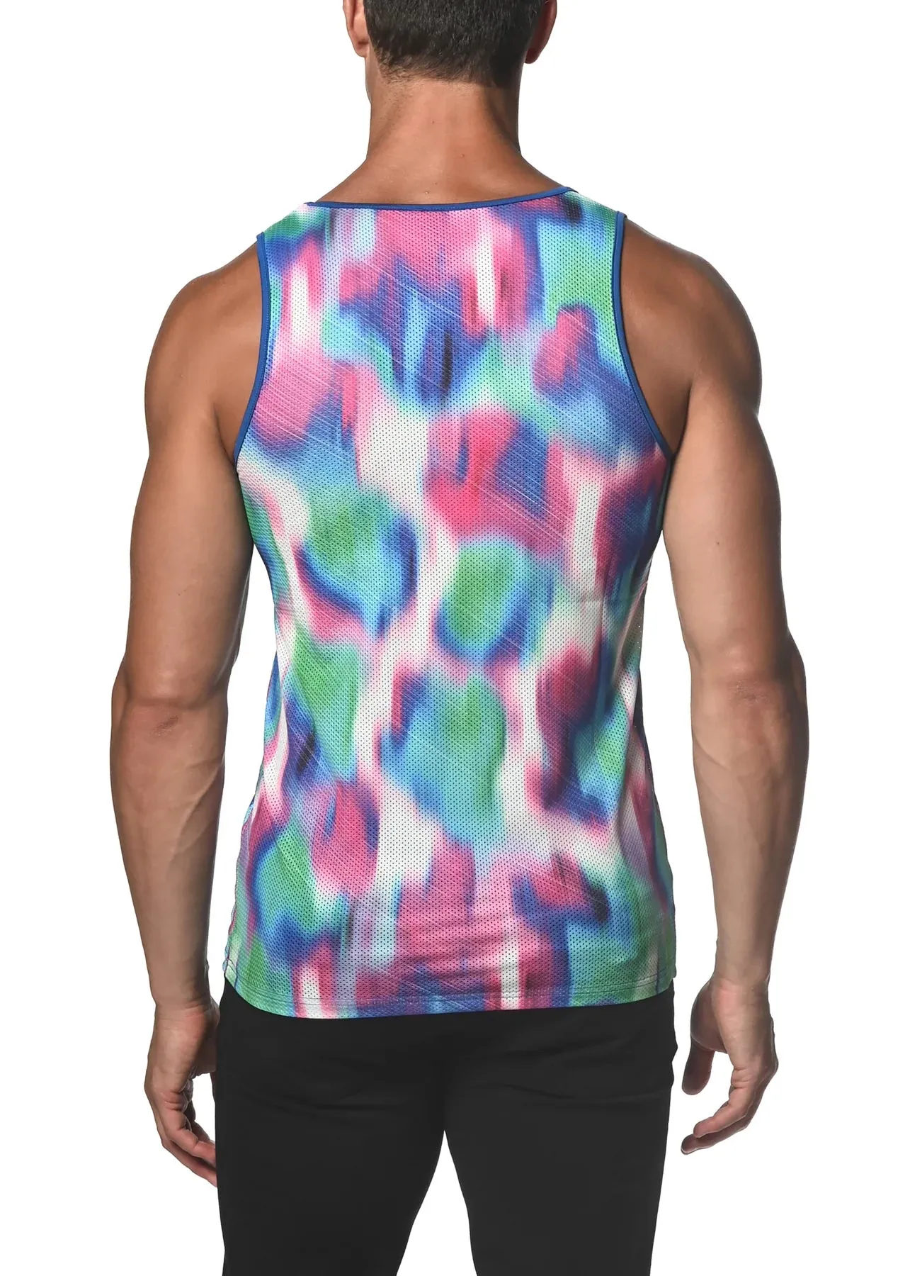 Teal Techno Jungle Mesh Tank