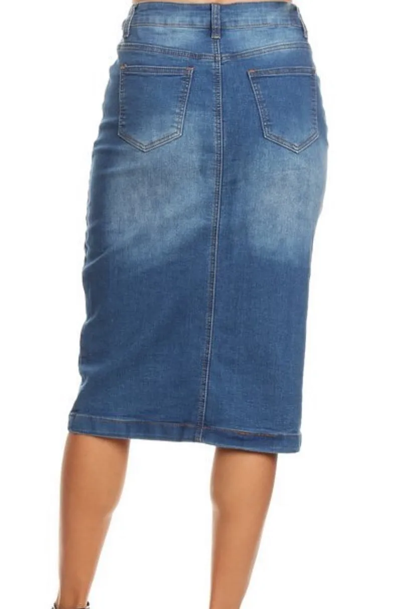 Tisa Light Washed Denim Skirt