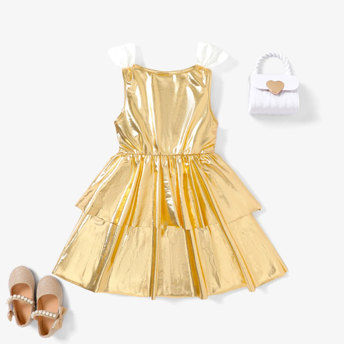 Toddler Girl Sweet Metallic Bow Dress