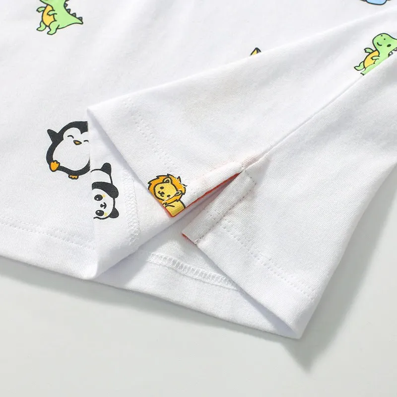 Toddler/Kid's Short Sleeve Little Cartoon Animals Print Design Polo Shirt