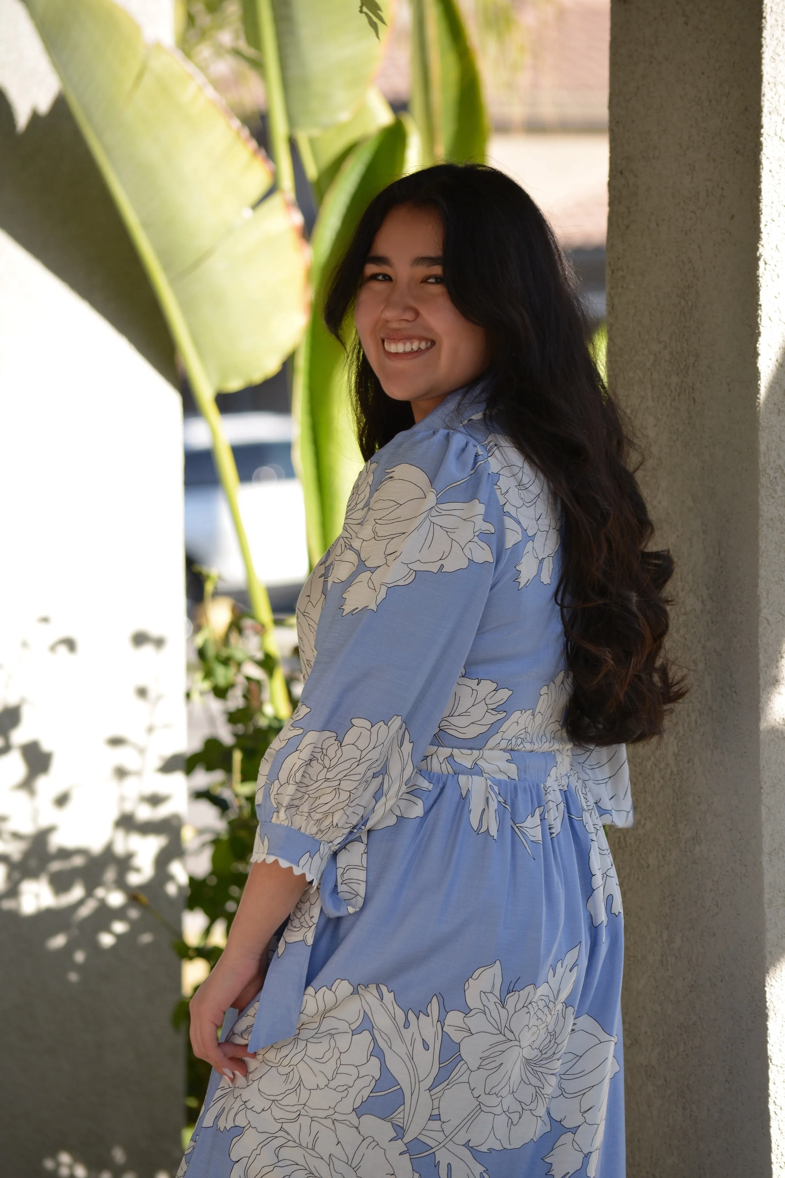 Tova Light Blue Floral Midi Dress