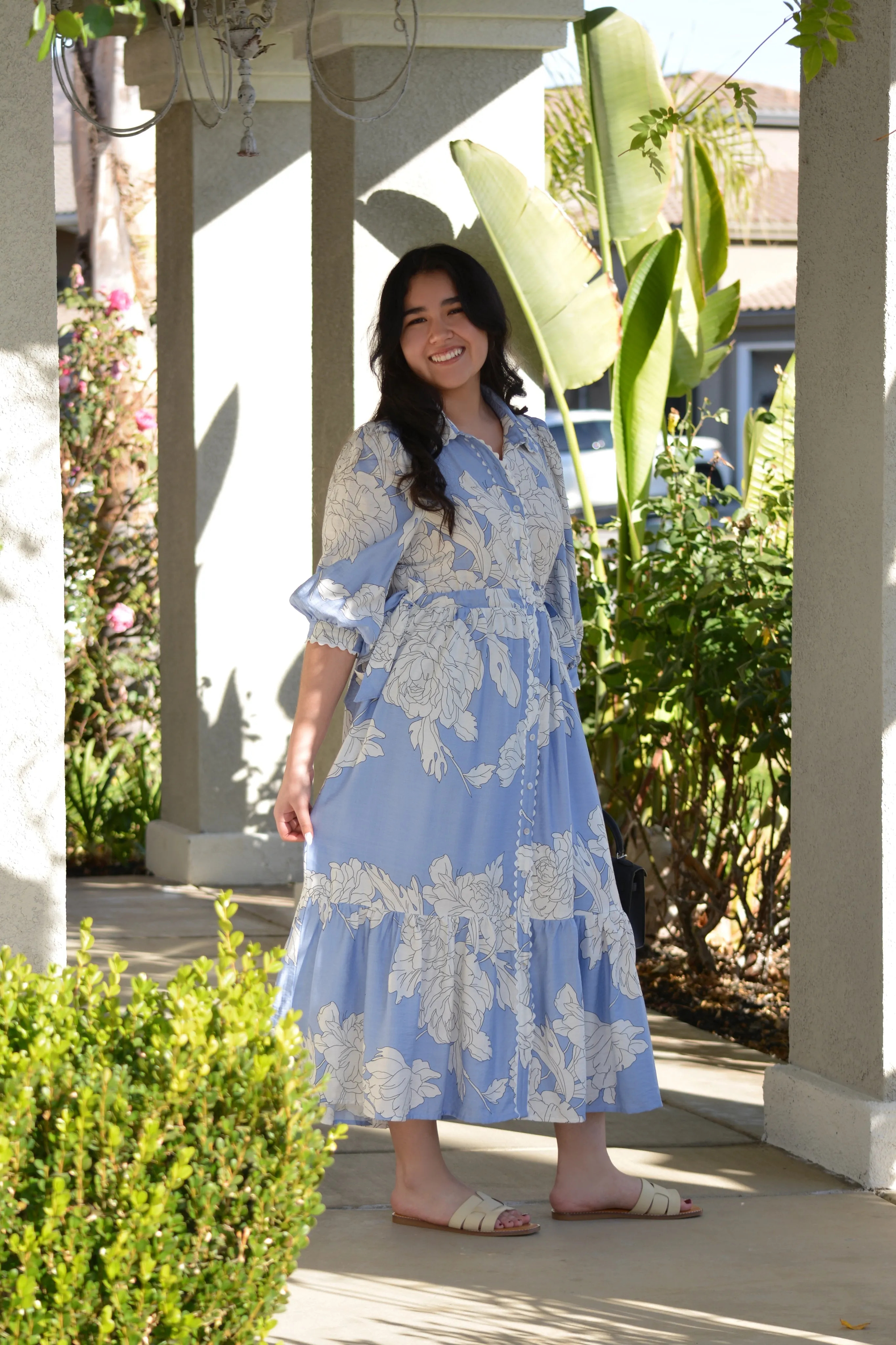 Tova Light Blue Floral Midi Dress