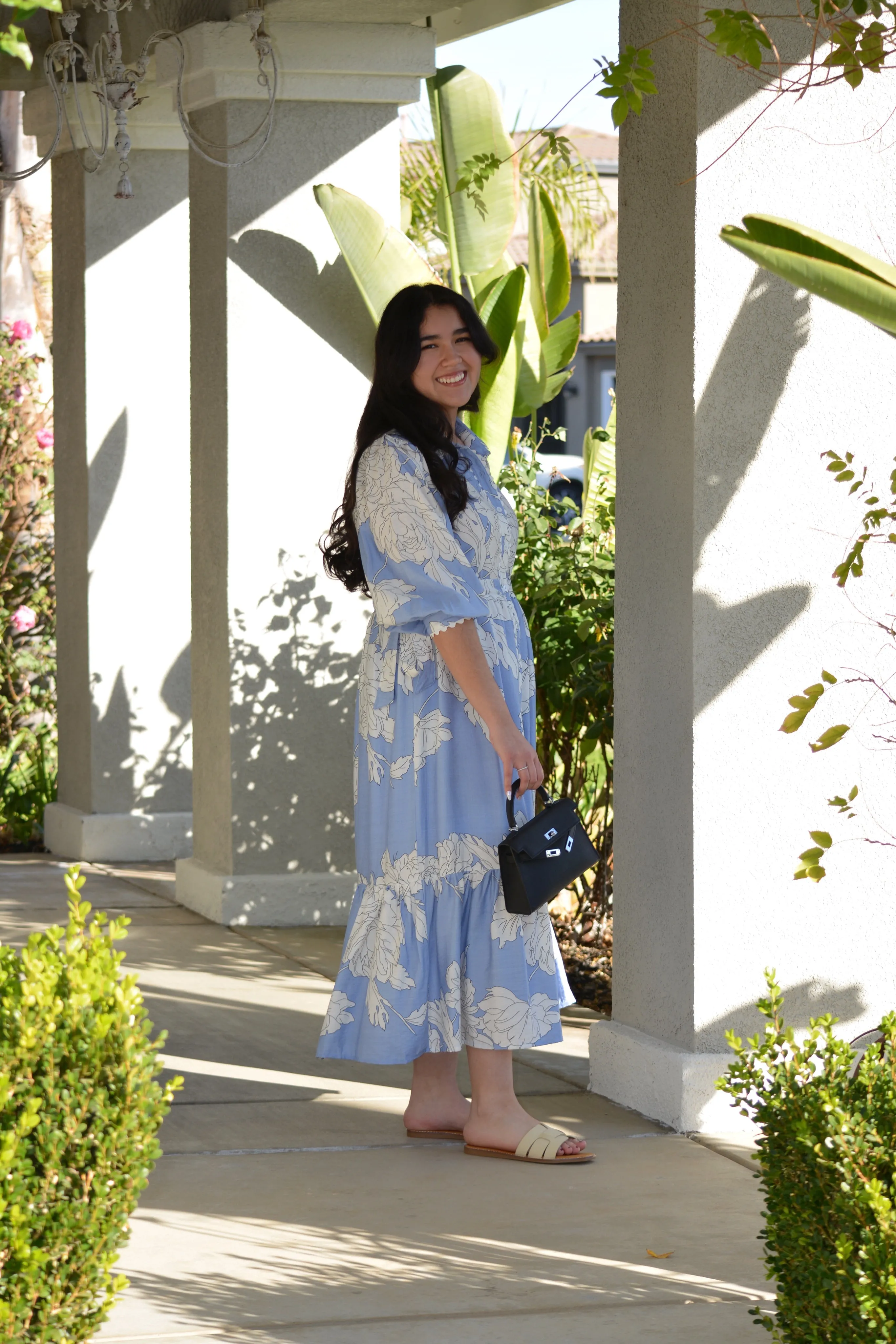 Tova Light Blue Floral Midi Dress