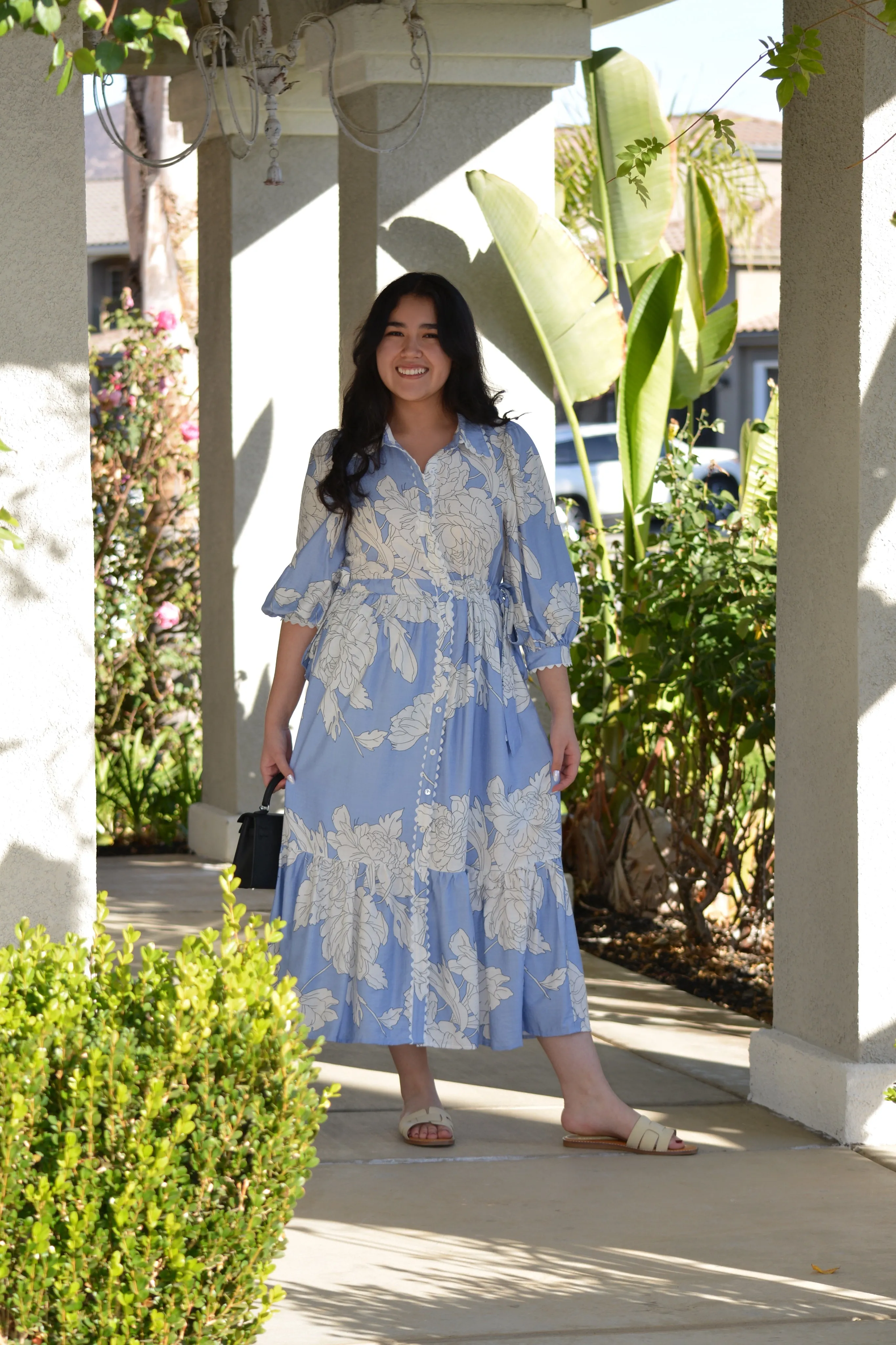 Tova Light Blue Floral Midi Dress