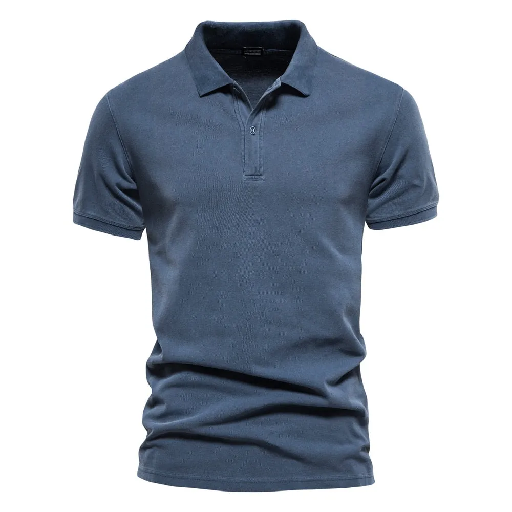 West Louis™ 100% Cotton Casual Short Sleeve Turndown Polo Shirt