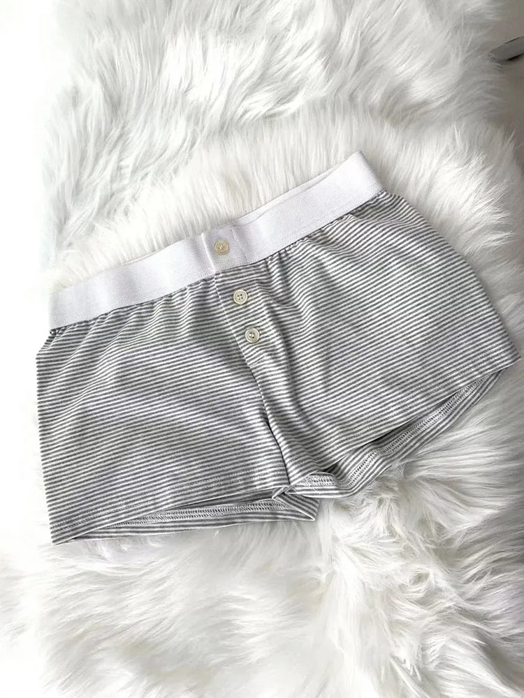 Women Soft Cotton Front Buttons Shorts