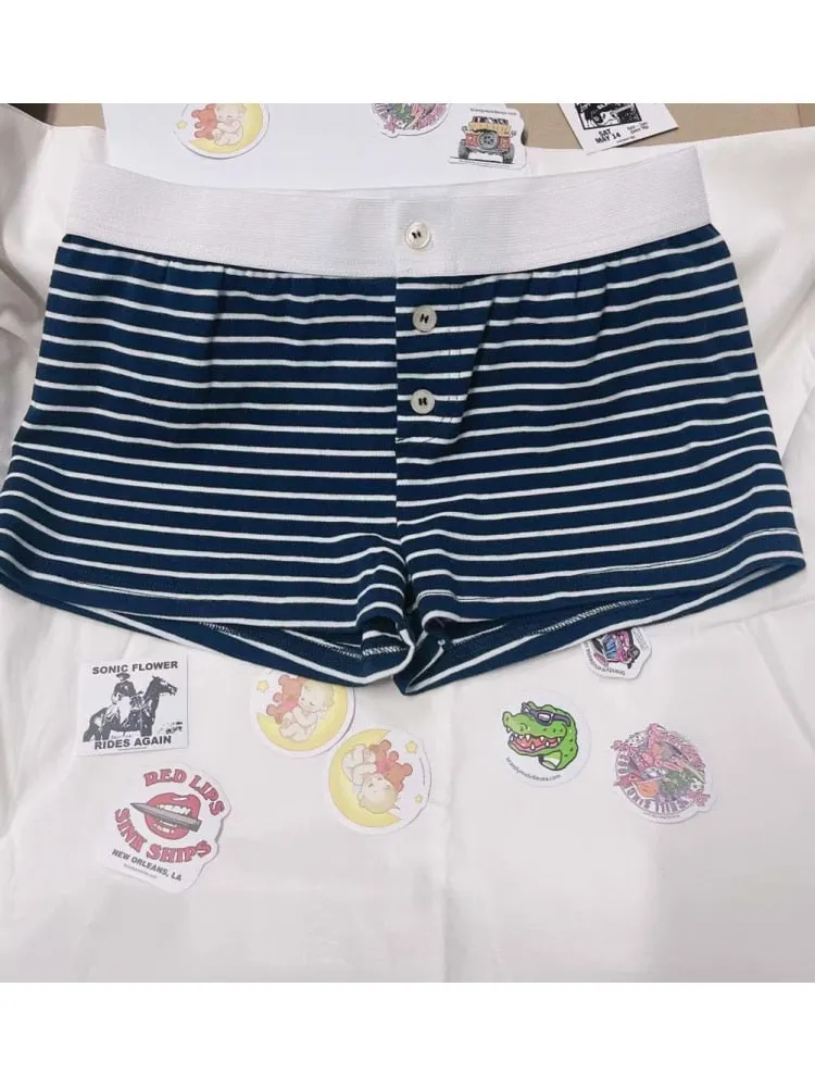 Women Soft Cotton Front Buttons Shorts