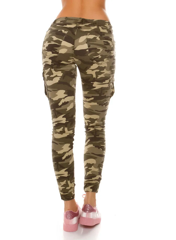 Women's Girls Stylish Ladies  Military Camouflage cargo trousers jeans