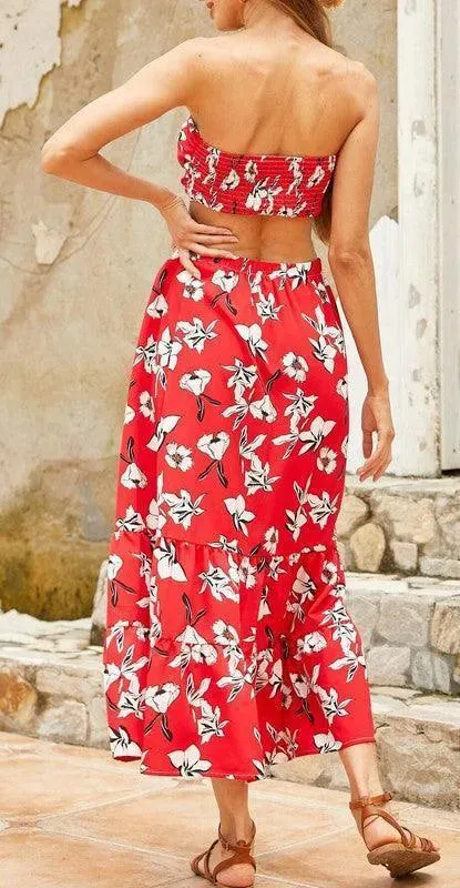 Women's Long Skirt Two Piece Set