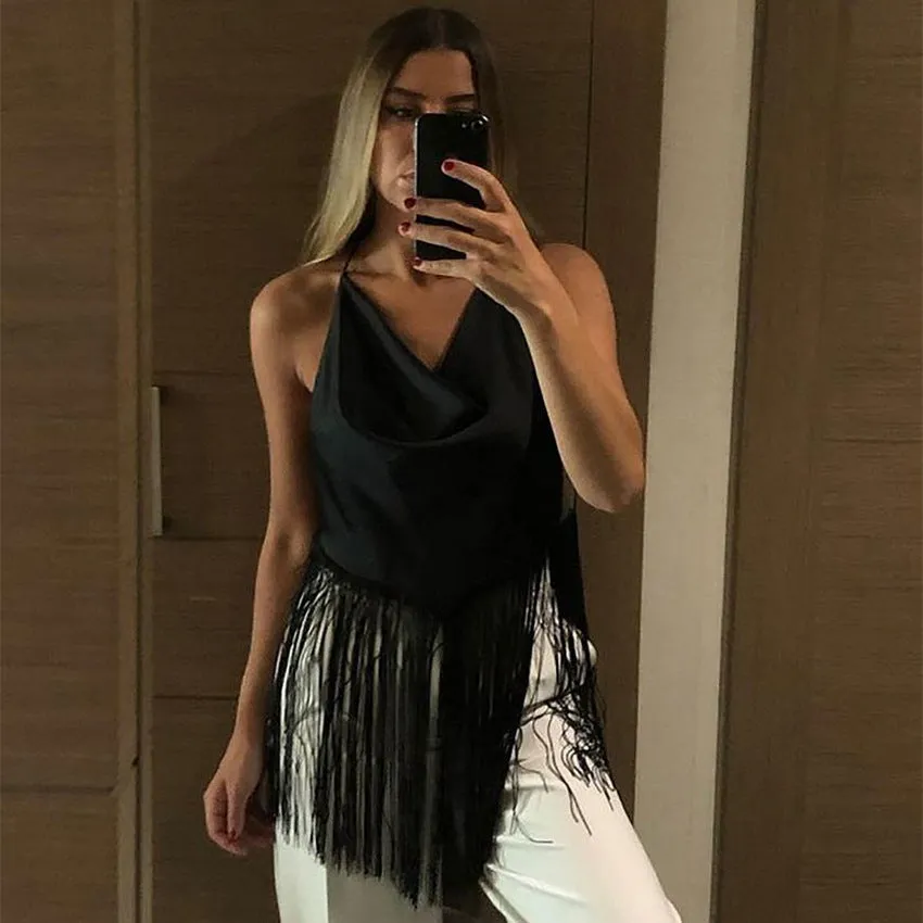 Women's Summer Sexy V-Neck Fringe Strap Tank Top