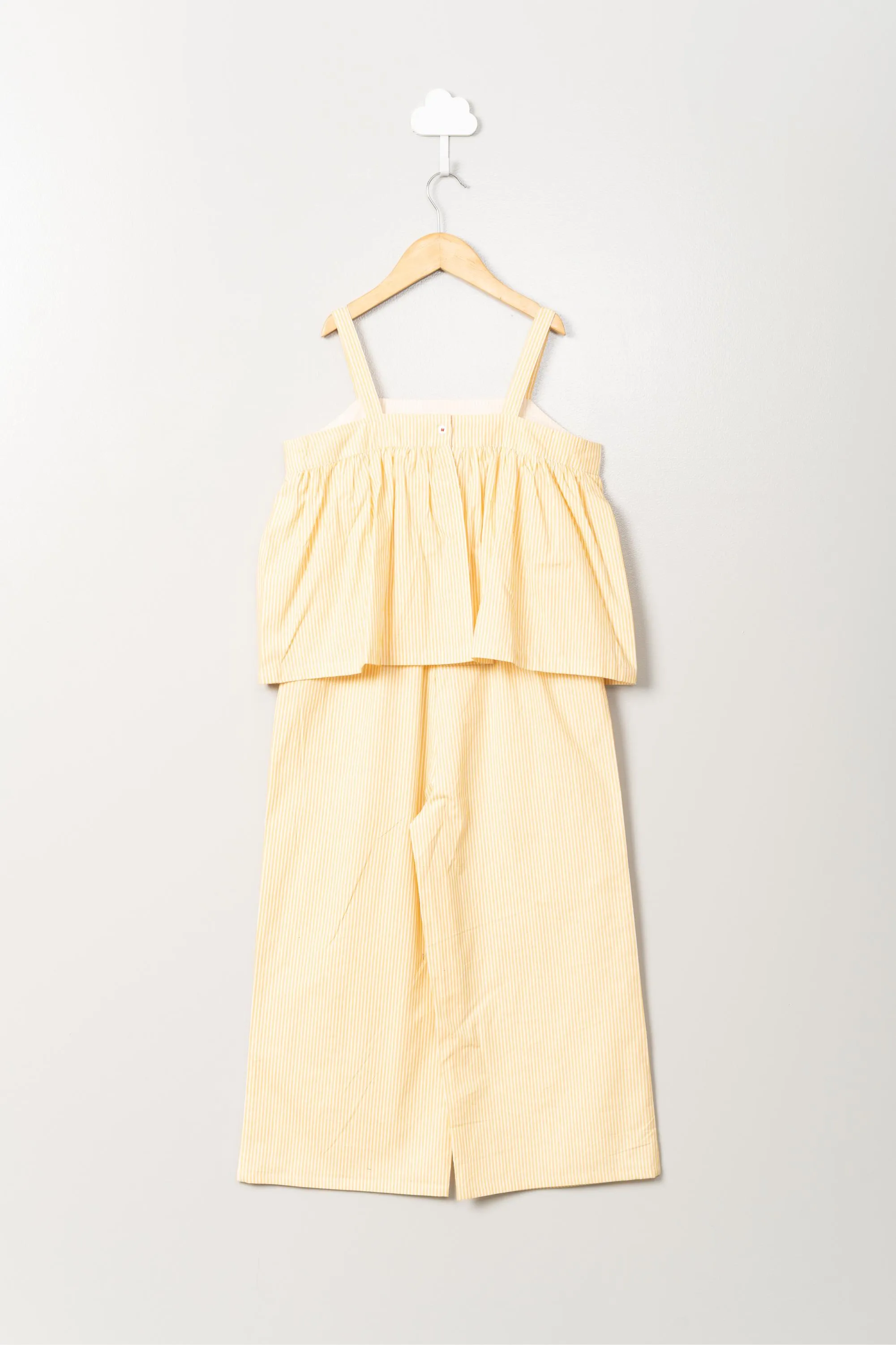 Yellow Stripe Embroidery Jumpsuit